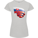 Curled Slovakia Flag Slovakia Day Football Womens Petite Cut T-Shirt Sports Grey