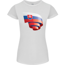 Curled Slovakia Flag Slovakia Day Football Womens Petite Cut T-Shirt White