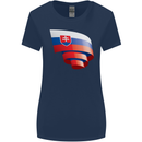 Curled Slovakia Flag Slovakia Day Football Womens Wider Cut T-Shirt Navy Blue