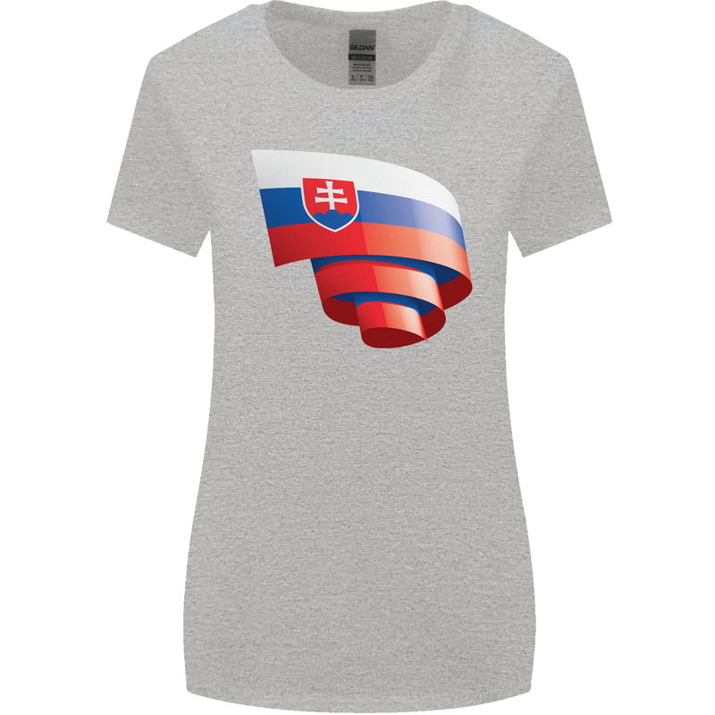 Curled Slovakia Flag Slovakia Day Football Womens Wider Cut T-Shirt Sports Grey