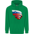 Curled Slovenia Flag Slovenian Day Football Childrens Kids Hoodie Irish Green