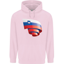 Curled Slovenia Flag Slovenian Day Football Childrens Kids Hoodie Light Pink