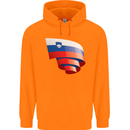 Curled Slovenia Flag Slovenian Day Football Childrens Kids Hoodie Orange