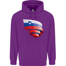 Curled Slovenia Flag Slovenian Day Football Childrens Kids Hoodie Purple