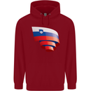 Curled Slovenia Flag Slovenian Day Football Childrens Kids Hoodie Red