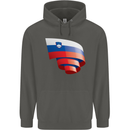 Curled Slovenia Flag Slovenian Day Football Childrens Kids Hoodie Storm Grey