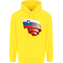 Curled Slovenia Flag Slovenian Day Football Childrens Kids Hoodie Yellow