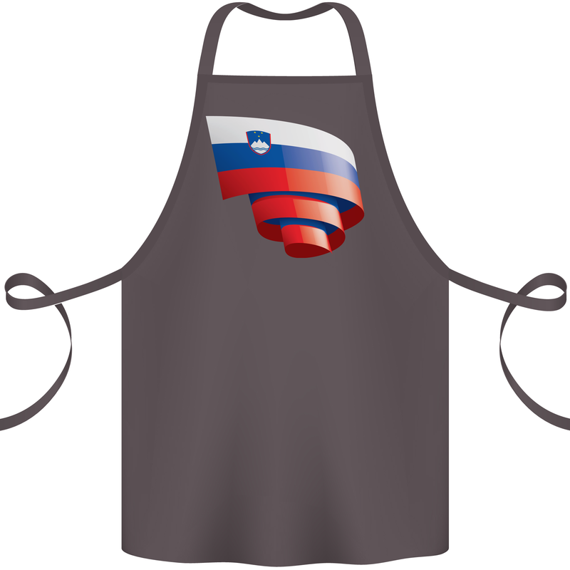 Curled Slovenia Flag Slovenian Day Football Cotton Apron 100% Organic Dark Grey