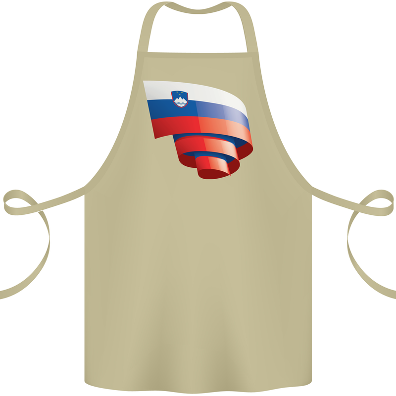 Curled Slovenia Flag Slovenian Day Football Cotton Apron 100% Organic Khaki