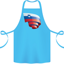Curled Slovenia Flag Slovenian Day Football Cotton Apron 100% Organic Turquoise