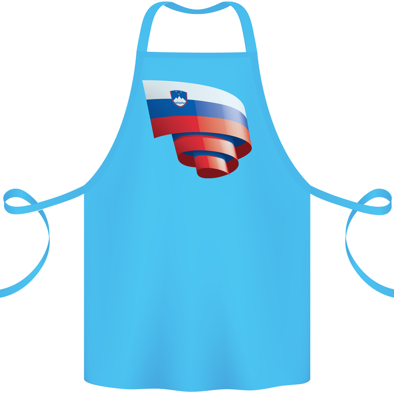 Curled Slovenia Flag Slovenian Day Football Cotton Apron 100% Organic Turquoise