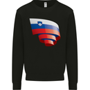Curled Slovenia Flag Slovenian Day Football Kids Sweatshirt Jumper Black