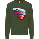 Curled Slovenia Flag Slovenian Day Football Kids Sweatshirt Jumper Forest Green