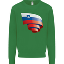 Curled Slovenia Flag Slovenian Day Football Kids Sweatshirt Jumper Irish Green