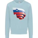 Curled Slovenia Flag Slovenian Day Football Kids Sweatshirt Jumper Light Blue