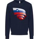 Curled Slovenia Flag Slovenian Day Football Kids Sweatshirt Jumper Navy Blue