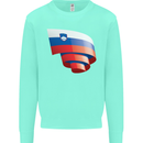 Curled Slovenia Flag Slovenian Day Football Kids Sweatshirt Jumper Peppermint