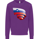 Curled Slovenia Flag Slovenian Day Football Kids Sweatshirt Jumper Purple