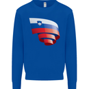 Curled Slovenia Flag Slovenian Day Football Kids Sweatshirt Jumper Royal Blue