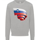 Curled Slovenia Flag Slovenian Day Football Kids Sweatshirt Jumper Sports Grey