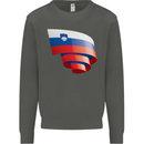 Curled Slovenia Flag Slovenian Day Football Kids Sweatshirt Jumper Storm Grey