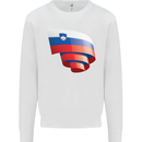 Curled Slovenia Flag Slovenian Day Football Kids Sweatshirt Jumper White