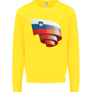 Curled Slovenia Flag Slovenian Day Football Kids Sweatshirt Jumper Yellow