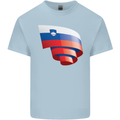 Curled Slovenia Flag Slovenian Day Football Kids T-Shirt Childrens Light Blue