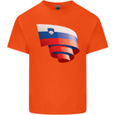 Curled Slovenia Flag Slovenian Day Football Kids T-Shirt Childrens Orange