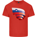 Curled Slovenia Flag Slovenian Day Football Kids T-Shirt Childrens Red
