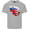 Curled Slovenia Flag Slovenian Day Football Kids T-Shirt Childrens Sports Grey
