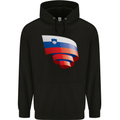 Curled Slovenia Flag Slovenian Day Football Mens 80% Cotton Hoodie Black
