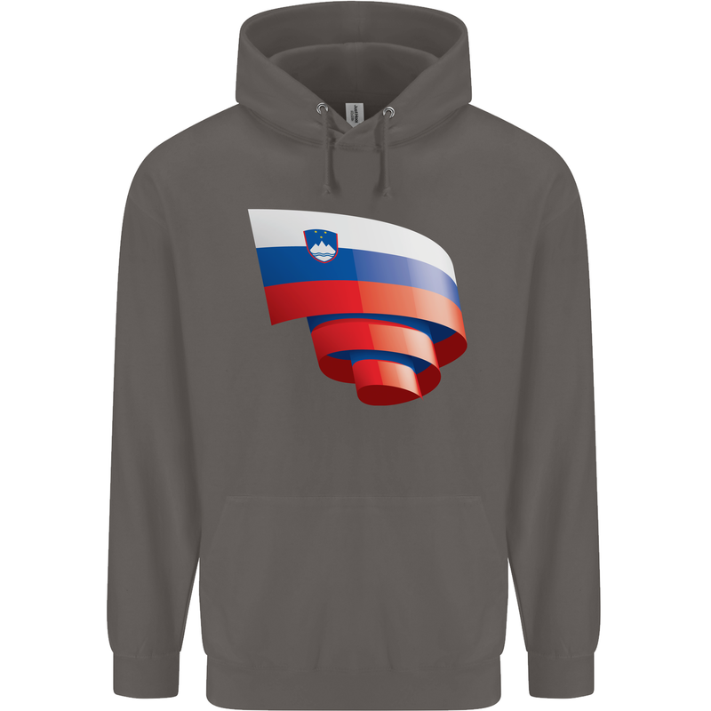 Curled Slovenia Flag Slovenian Day Football Mens 80% Cotton Hoodie Charcoal