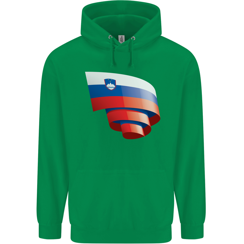 Curled Slovenia Flag Slovenian Day Football Mens 80% Cotton Hoodie Irish Green