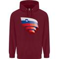 Curled Slovenia Flag Slovenian Day Football Mens 80% Cotton Hoodie Maroon
