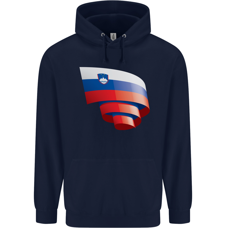 Curled Slovenia Flag Slovenian Day Football Mens 80% Cotton Hoodie Navy Blue
