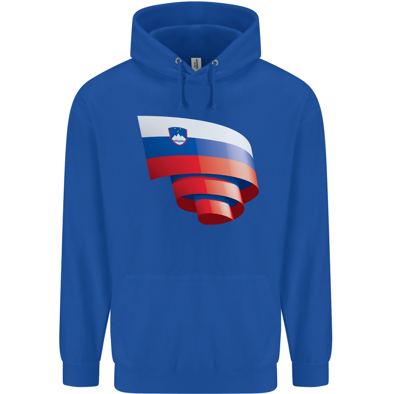 Curled Slovenia Flag Slovenian Day Football Mens 80% Cotton Hoodie Royal Blue