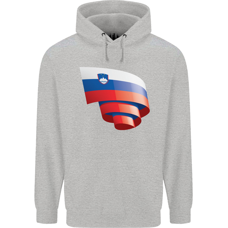 Curled Slovenia Flag Slovenian Day Football Mens 80% Cotton Hoodie Sports Grey