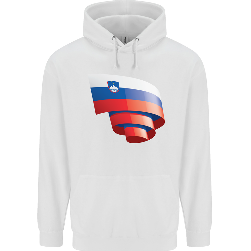 Curled Slovenia Flag Slovenian Day Football Mens 80% Cotton Hoodie White