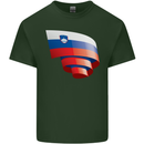 Curled Slovenia Flag Slovenian Day Football Mens Cotton T-Shirt Tee Top Forest Green