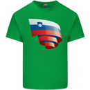 Curled Slovenia Flag Slovenian Day Football Mens Cotton T-Shirt Tee Top Irish Green