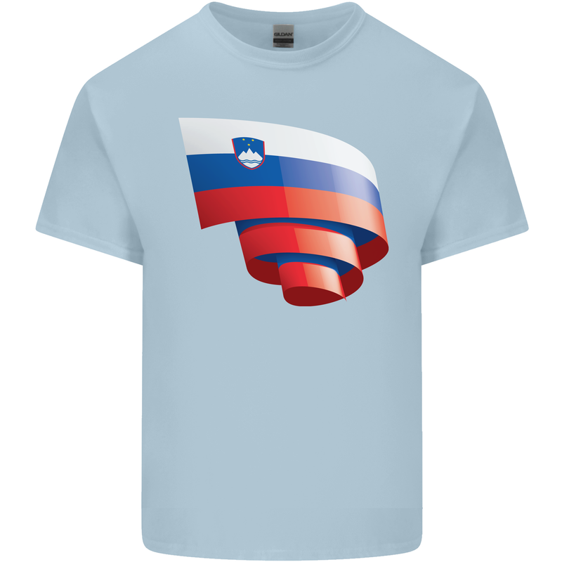 Curled Slovenia Flag Slovenian Day Football Mens Cotton T-Shirt Tee Top Light Blue
