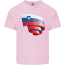 Curled Slovenia Flag Slovenian Day Football Mens Cotton T-Shirt Tee Top Light Pink