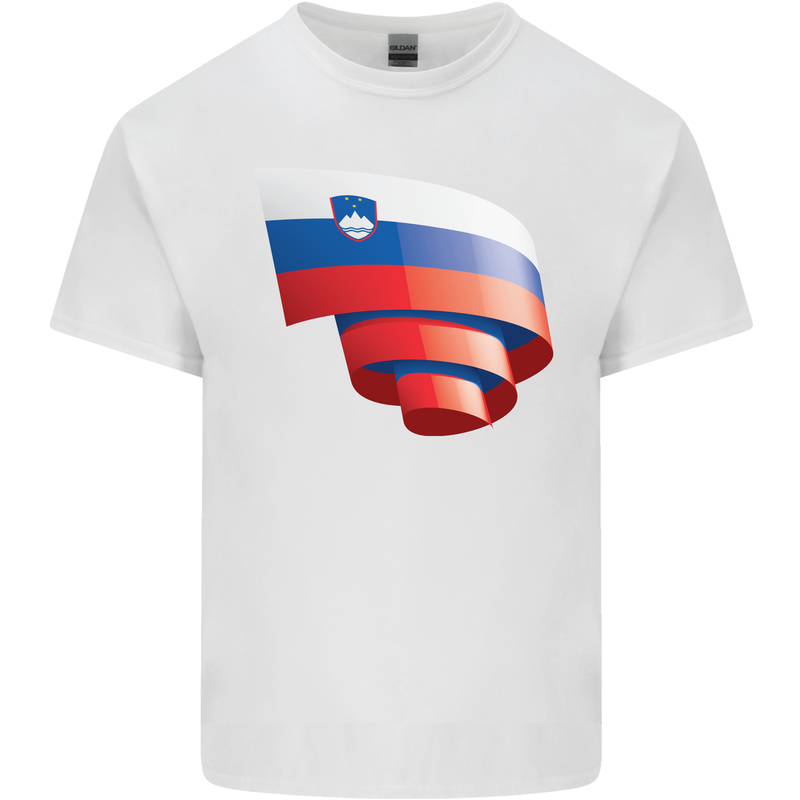 Curled Slovenia Flag Slovenian Day Football Mens Cotton T-Shirt Tee Top White