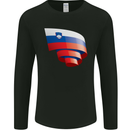 Curled Slovenia Flag Slovenian Day Football Mens Long Sleeve T-Shirt Black