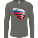 Curled Slovenia Flag Slovenian Day Football Mens Long Sleeve T-Shirt Charcoal