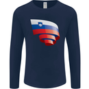 Curled Slovenia Flag Slovenian Day Football Mens Long Sleeve T-Shirt Navy Blue