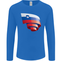 Curled Slovenia Flag Slovenian Day Football Mens Long Sleeve T-Shirt Royal Blue