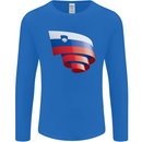 Curled Slovenia Flag Slovenian Day Football Mens Long Sleeve T-Shirt Royal Blue
