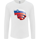 Curled Slovenia Flag Slovenian Day Football Mens Long Sleeve T-Shirt White